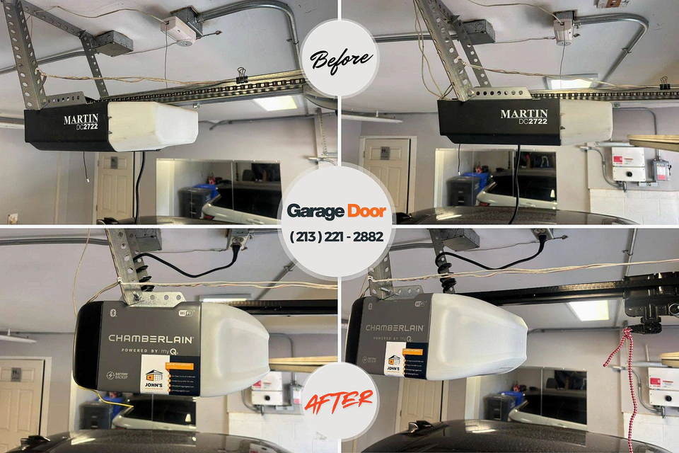 Before and after: garage door repair Waynesville, NC